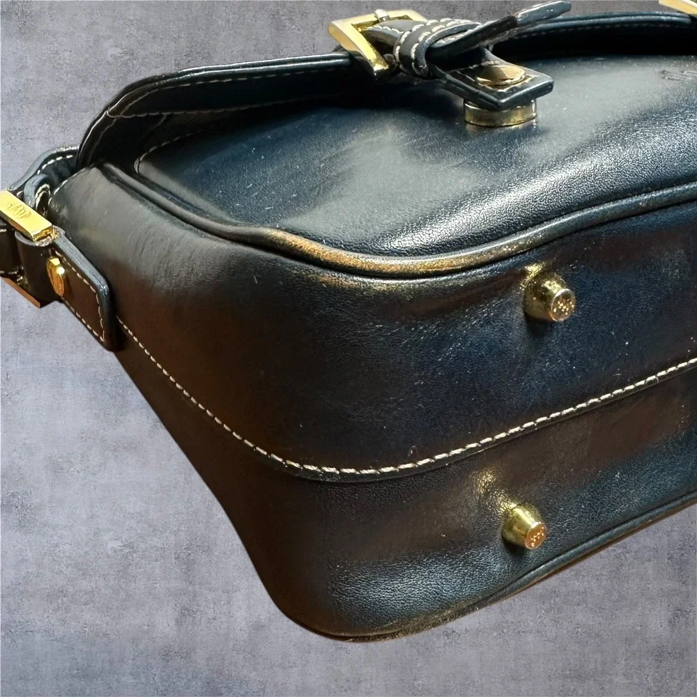 Monsac‎ Leather Satchel Bag Womens Medium Teal Green Buckle Crossbody